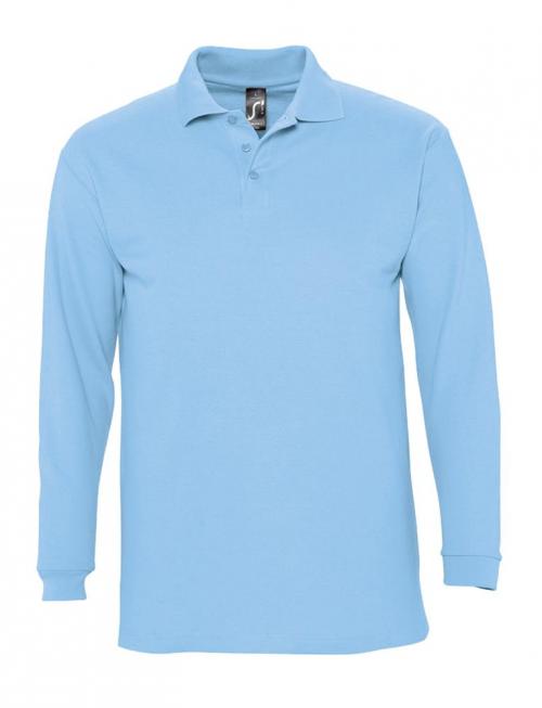 Рубашка поло мужская с длинным рукавом Winter II 210 голубая, размер XXL