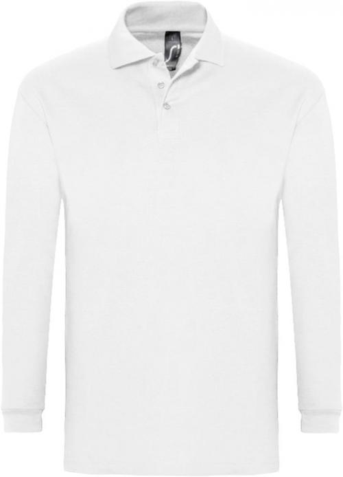 Рубашка поло мужская с длинным рукавом Winter II 210 белая, размер 3XL