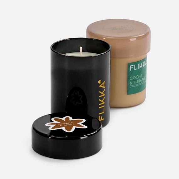 Ароматическая свеча Flikka, сандал и амбра, черная