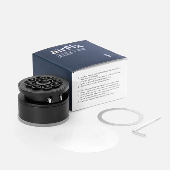 Вакуумная магнитная подставка airFix, черная с серым