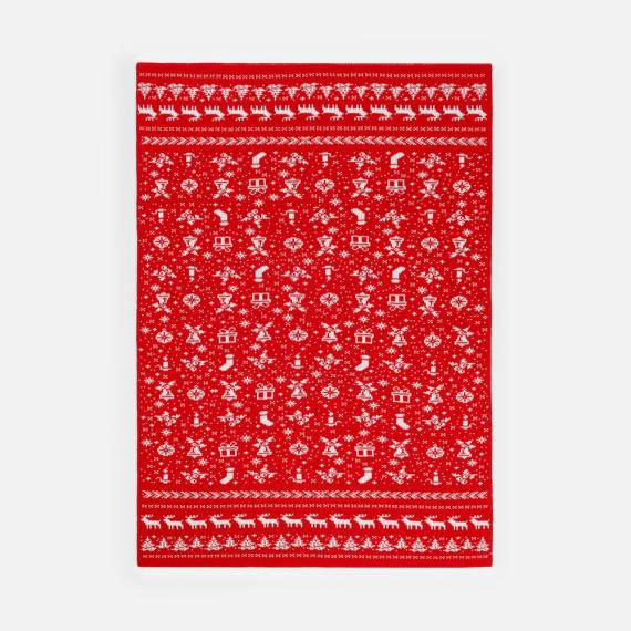 Плед Holidale, красный с молочным