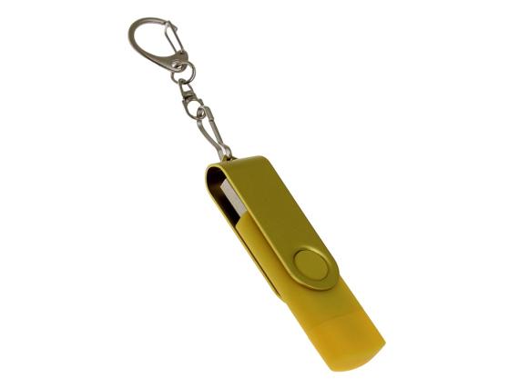 USB 2.0- флешка на 64 Гб с поворотным механизмом и дополнительным разъемом Type-C