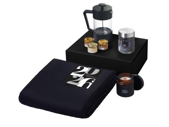 Подарочный набор «Re:Moments» с пледом, френчпрессом и медом