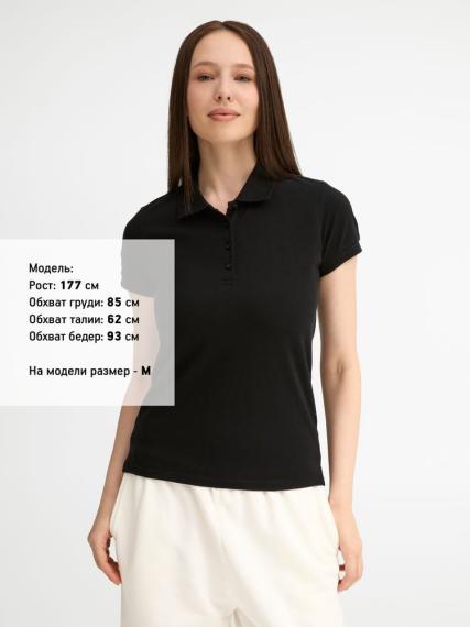Рубашка поло женская People 210 черная, размер S