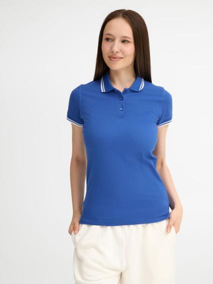 Рубашка поло женская Pasadena Women 200 с контрастной отделкой ярко-синяя с белым, размер XXL