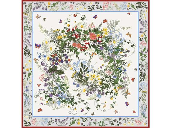 Набор: платок «Русский полевой букет» и свеча «Цветы и травы»