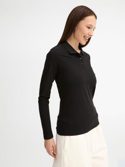 Рубашка поло женская с длинным рукавом Perfect LSL Women черная, размер M