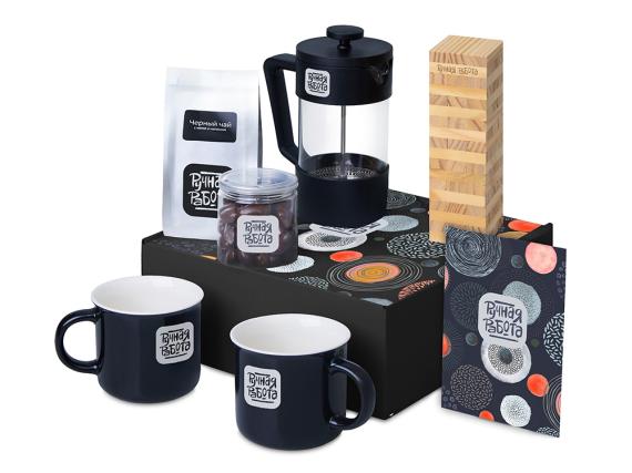 Подарочный набор «Re:y. Together»  с френчпрессом, кружками и дженгой