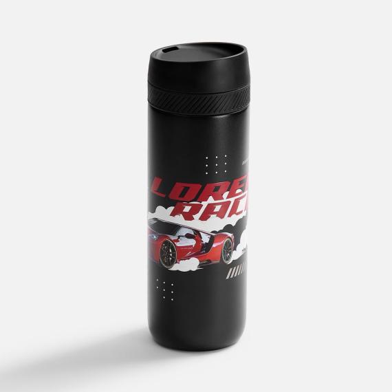 Термостакан X1 с цветной кнопкой, черный с оранжевым