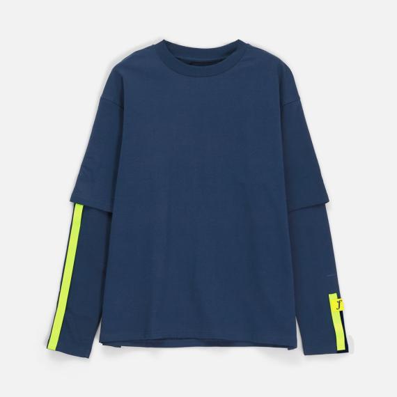 Футболка оверсайз с двойным рукавом Kosmos, темно-синяя, размер XS/S