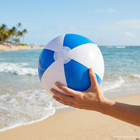 Надувной пляжный мяч Cruise, синий с белым